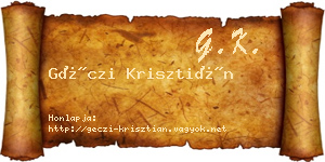 Géczi Krisztián névjegykártya